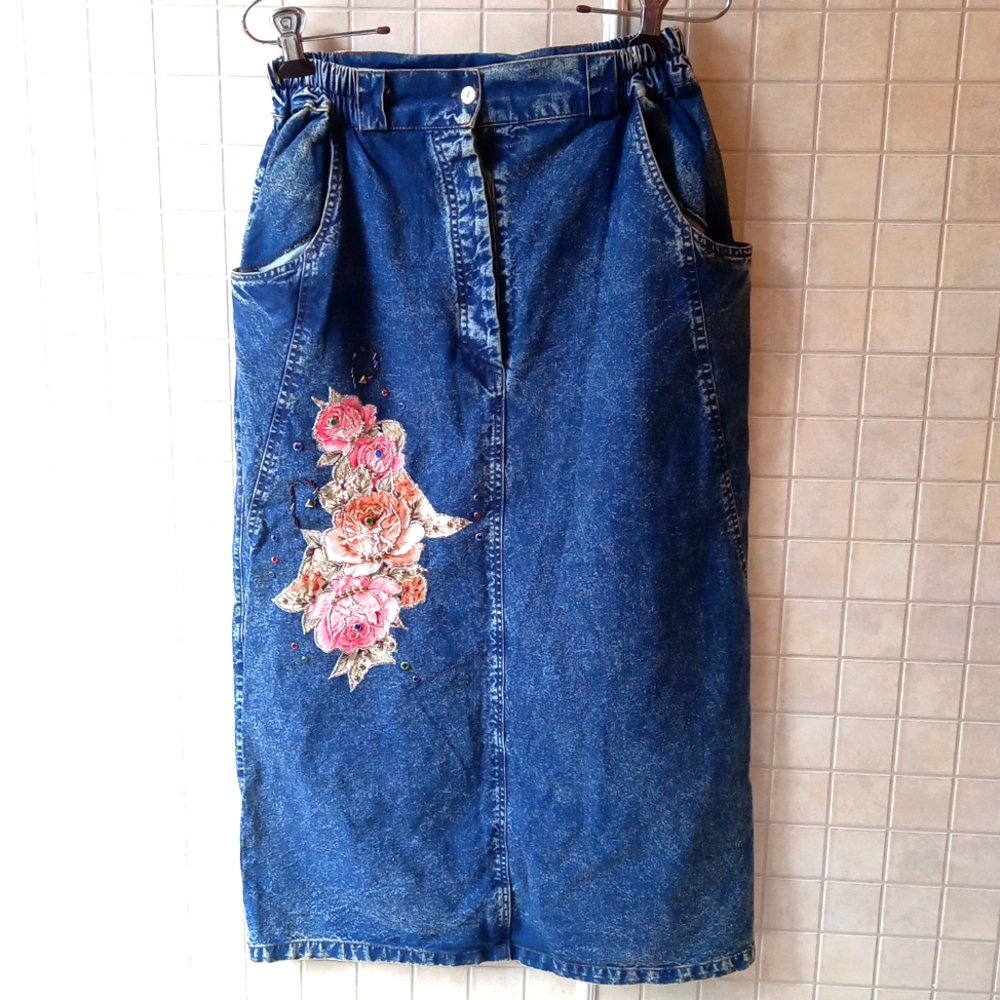 Vintage Pret long jean skirt